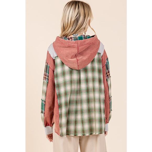 4***MITTOSHOP COTTON FRENCH TERRY AND PLAID WOVEN FABRIC MIX - Picture 2 of 2